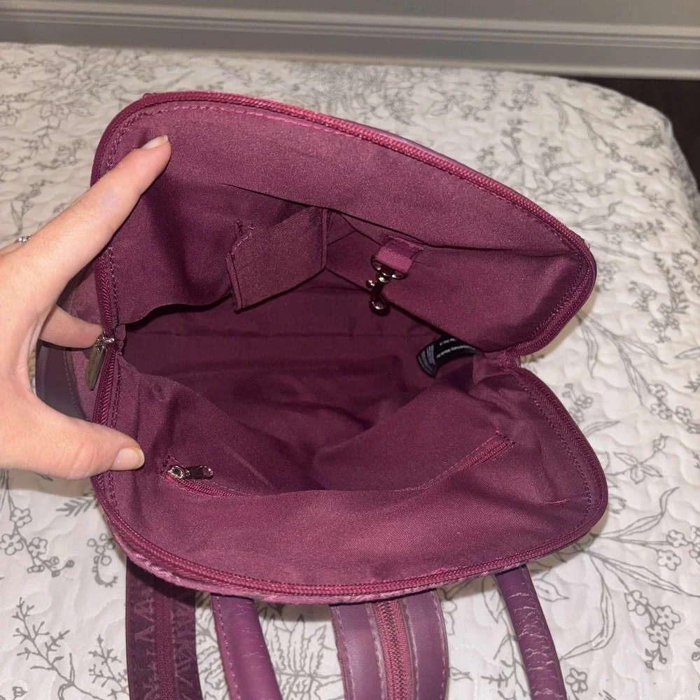 Mary Kay Backpack Purse Maroon Travel Tote W/ Zippered Pockets + Wallet